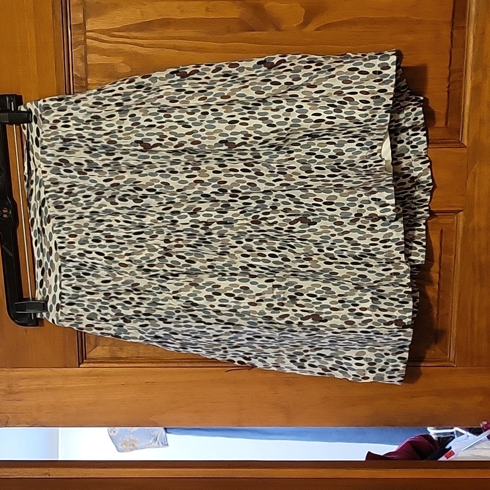 A silk lined banana republic skirt that has hints of subtle colors